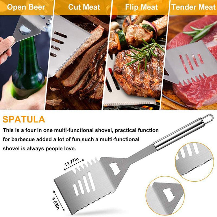 11Pcs BBQ Tool Set Stainless Steel Outdoor Spatula Barbecue Aluminium Grill Coo
