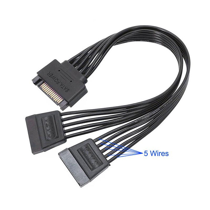 15 Pin SATA Power Y-Splitter Cable Adapter Extension 1 Male to 2 Female For HDD