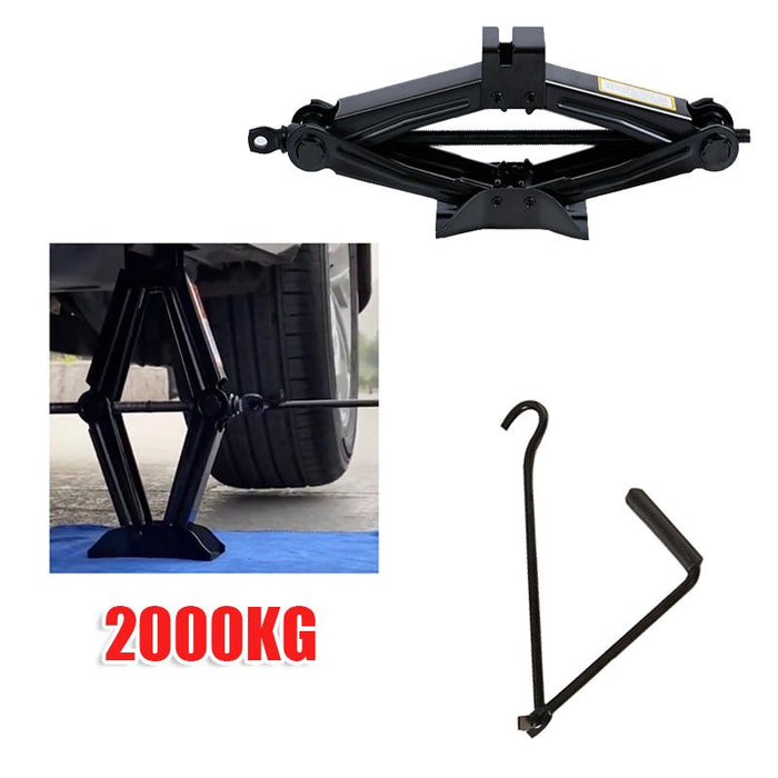 2 Ton Scissor Jack Car Van Wind Up Tyre Lift Chrome Crank Handle Emergency Tool