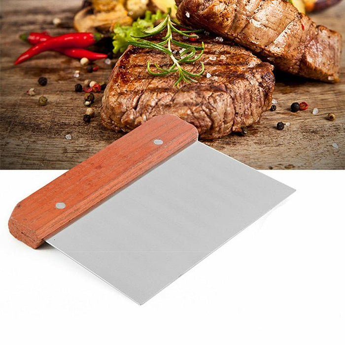 Stainless Steel Dough Bench Scraper Wooden Handle Cake Slicer Pastry Cutter
