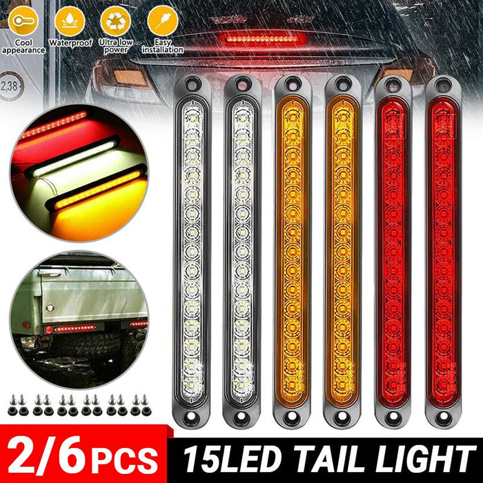 6x15LED Tail Lights Brake Indicator Reverse Slim Strip RV Trailer Light UTE STOP