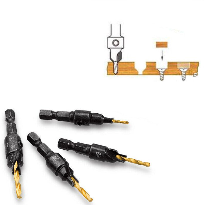 Woodworking Opener Steel Drill Bit #6 #8 #10 #12 Gold