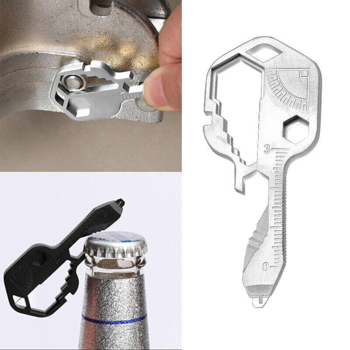 24 in 1 Multi-tool Key Shaped Pocket Keychain Bottle Opener Wrench Ruler Tools