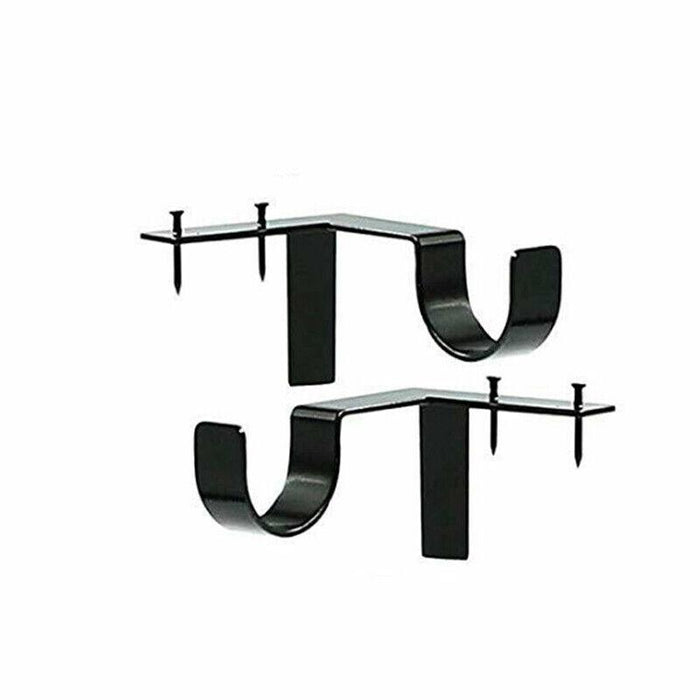 2X Bracket Hang Curtain Rod Holders Single hook Tap Right Into Window Frame Rod