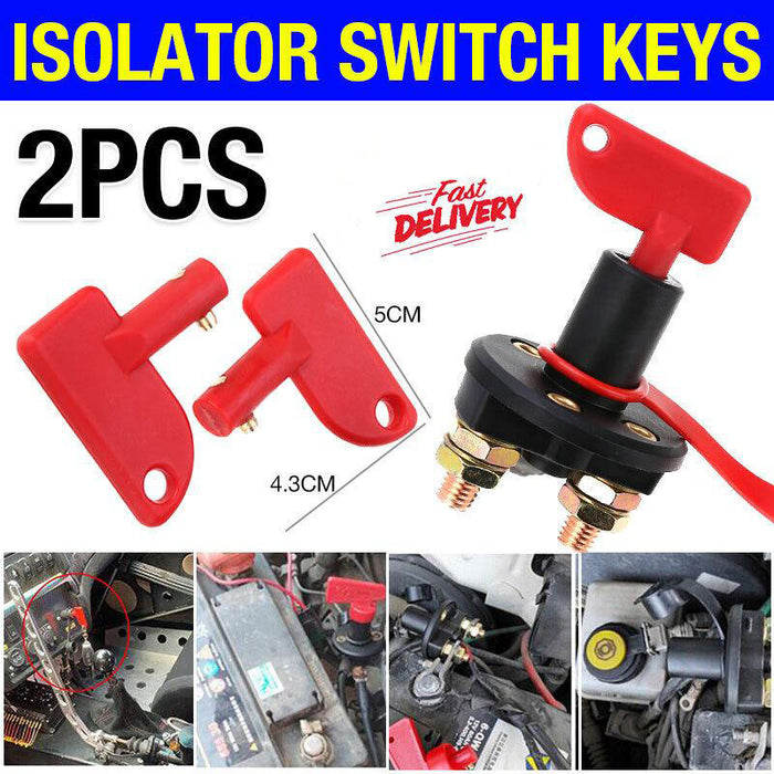 2PCS Battery Car Off Spare Switch Universal Key Cut Power Isolator