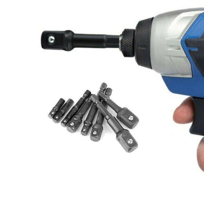 8X Drill Socket Adapter Set Hex Extension Bits 1/4" 3/8" 1/2"