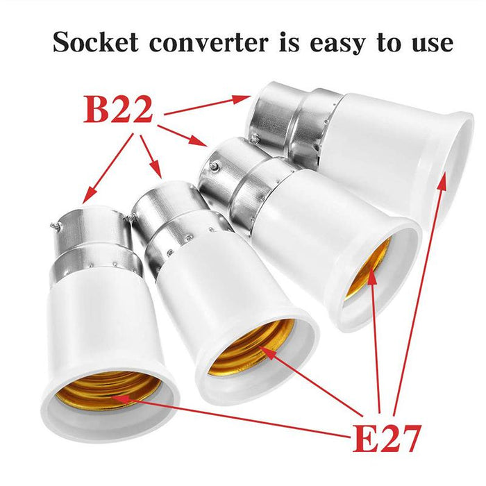 4/10x B22 to E27 Adapter Bulb Adapter E27 to B22 Edison Screws Bayonet Converter