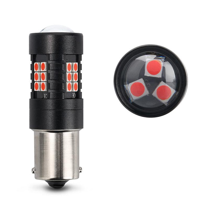 2X BAY15D 1156 Red LED Canbus Stop Tail Brake Light Bulbs No Error