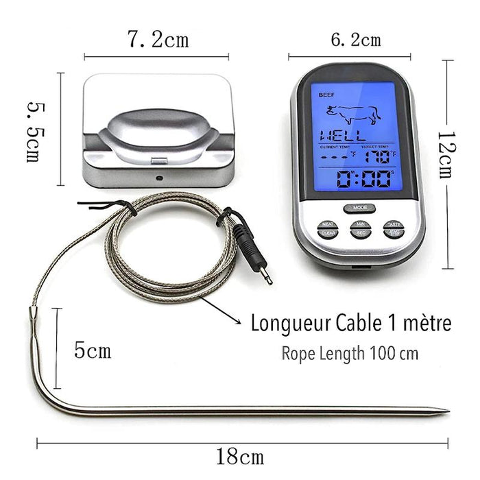 Digital Wireless Food Meat Oven BBQ Thermometer Remote Probe Cooking Set Grill