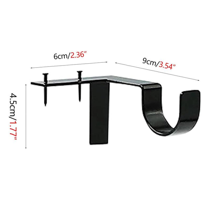 2X Bracket Hang Curtain Rod Holders Single hook Tap Right Into Window Frame Rod