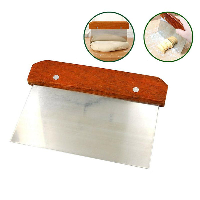 Stainless Steel Dough Bench Scraper Wooden Handle Cake Slicer Pastry Cutter