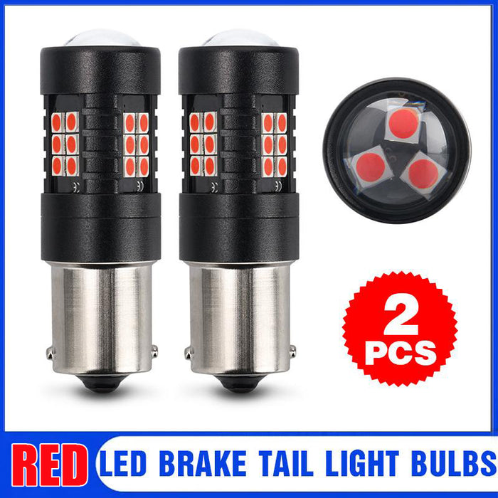 2X BAY15D 1156 Red LED Canbus Stop Tail Brake Light Bulbs No Error