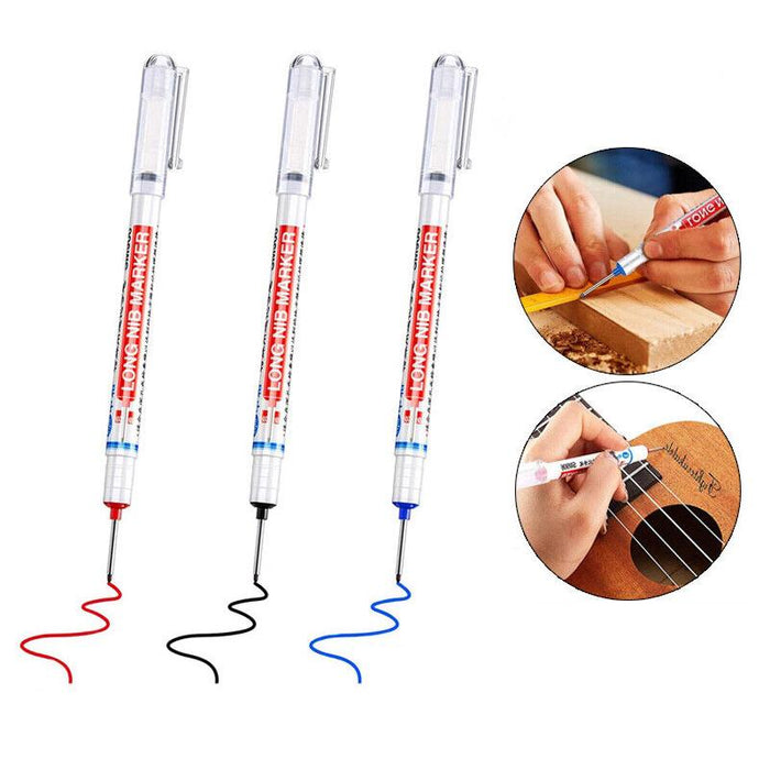 6PCS Long Head Deep Hole Long Nosed Marker Multifunction Marker Deep Drill Hol