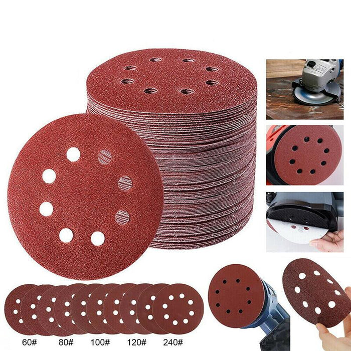 100Pcs 125mm 5" Sanding Discs 240 Grit Orbital Sander Pads Sandpaper