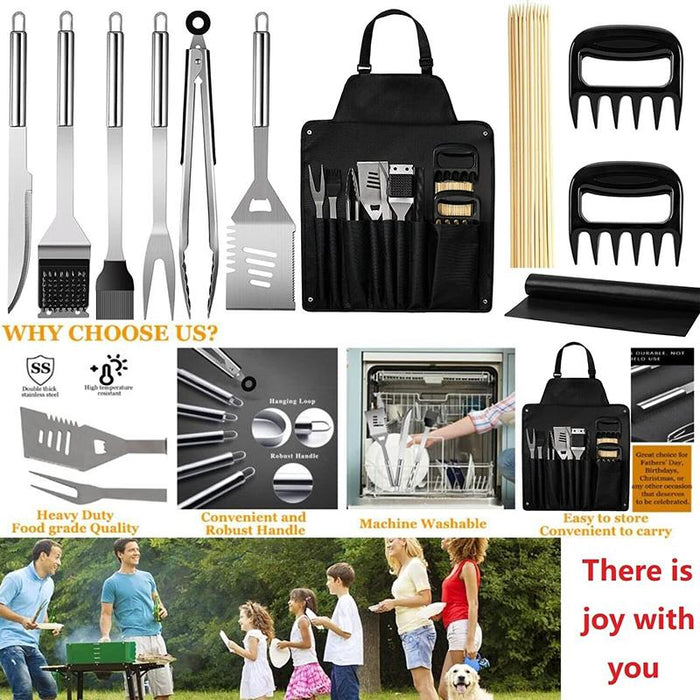 11Pcs BBQ Tool Set Stainless Steel Outdoor Spatula Barbecue Aluminium Grill Coo