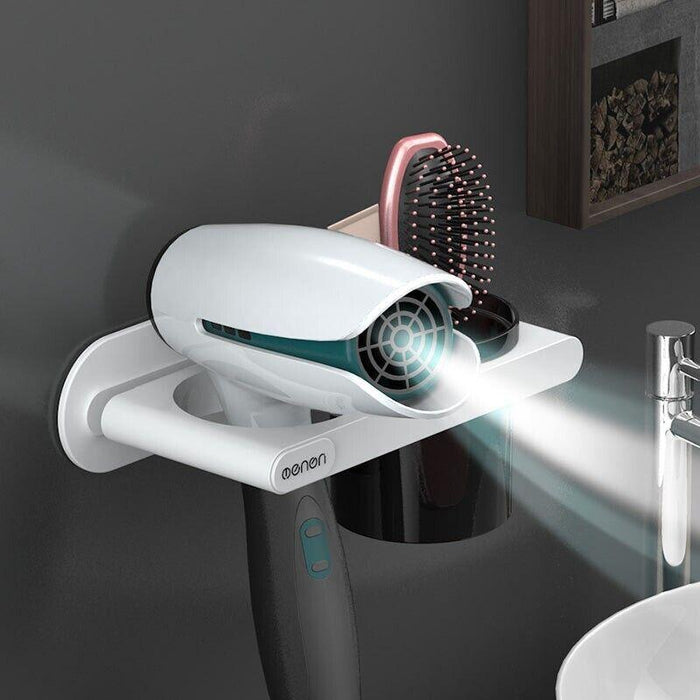 Bathroom Mounted Wall Suction Cup Hair Dryer Holder Hanger Shelf Rack Storage