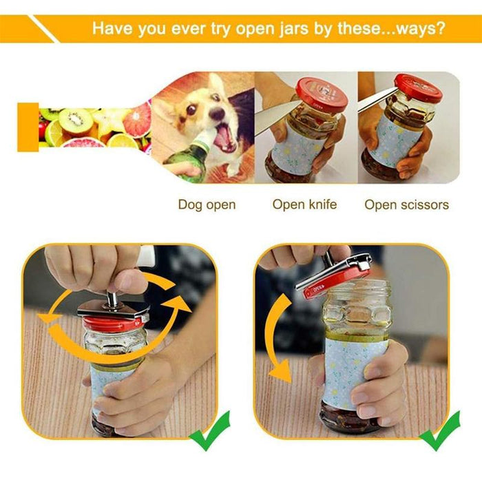 Adjustable Jar Opener Stainless Steel Lids Off for weak Hands Seniors Arthritis