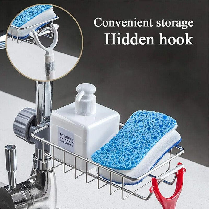 Kitchen Sink Faucet Shelf Sponge Dish Cloth Rack Holder Racks Storage Organizer