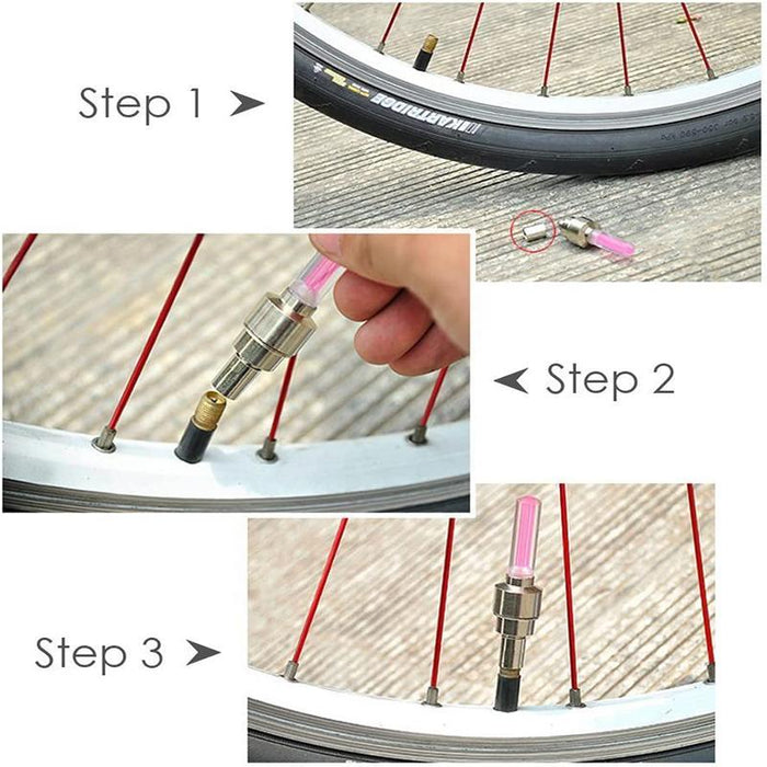 2 Pcs Flashing Neon Led Light Wheel Valve Cap Tyre Car Motorcycle Bicycle Bike