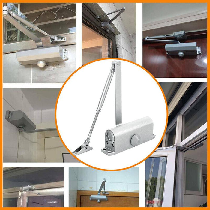 Hydraulic Door Closer Automatic Adjustable Spring Auto Closing 45-65kg Aluminum