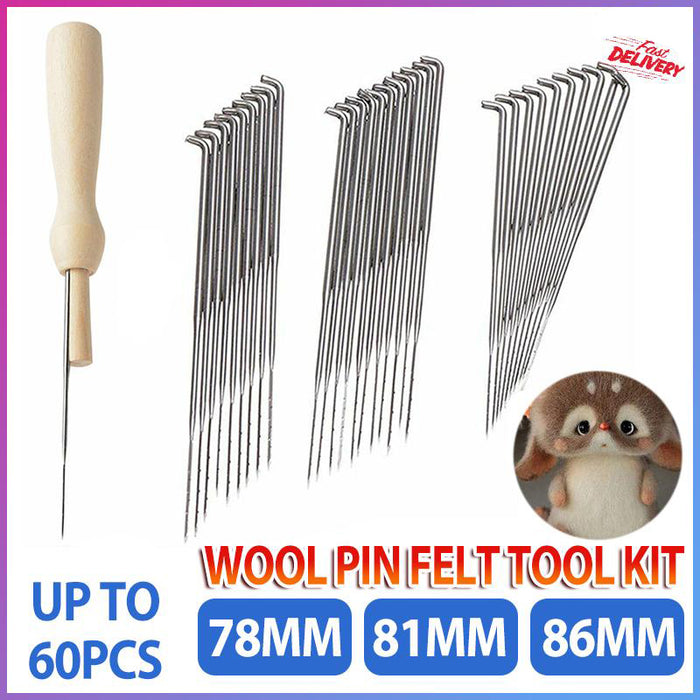 60PCS 79/80/85MM Felting Needles DIY Hand Wool PIN Felt Tools Kits Embroidery