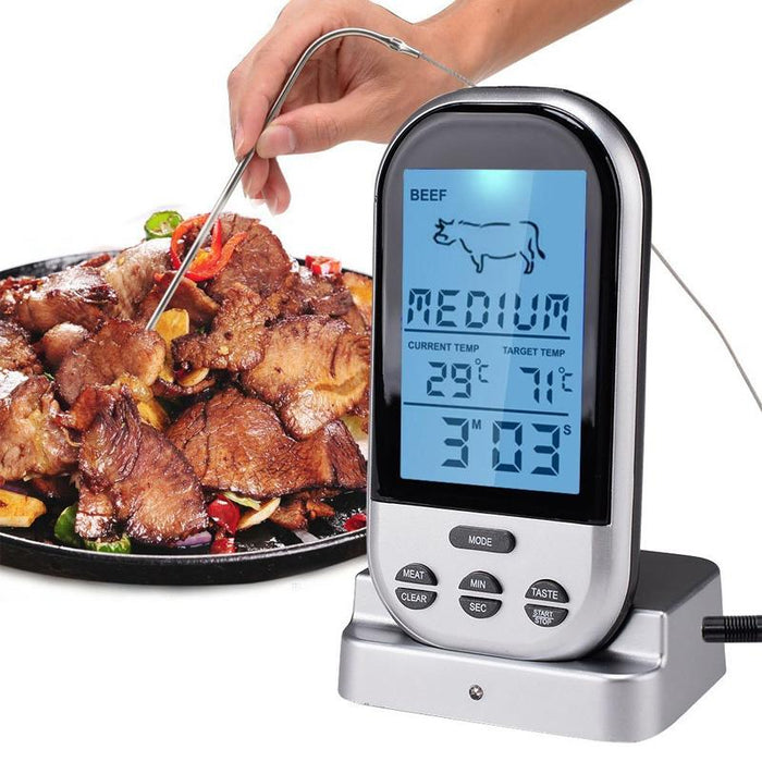 Digital Wireless Food Meat Oven BBQ Thermometer Remote Probe Cooking Set Grill