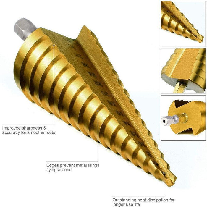 3Pcs Large HSS Steel Step Cone Drill Titanium Bit 4-12/20/32mm