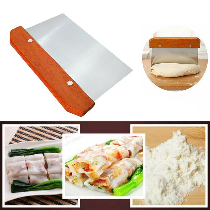 Stainless Steel Dough Bench Scraper Wooden Handle Cake Slicer Pastry Cutter