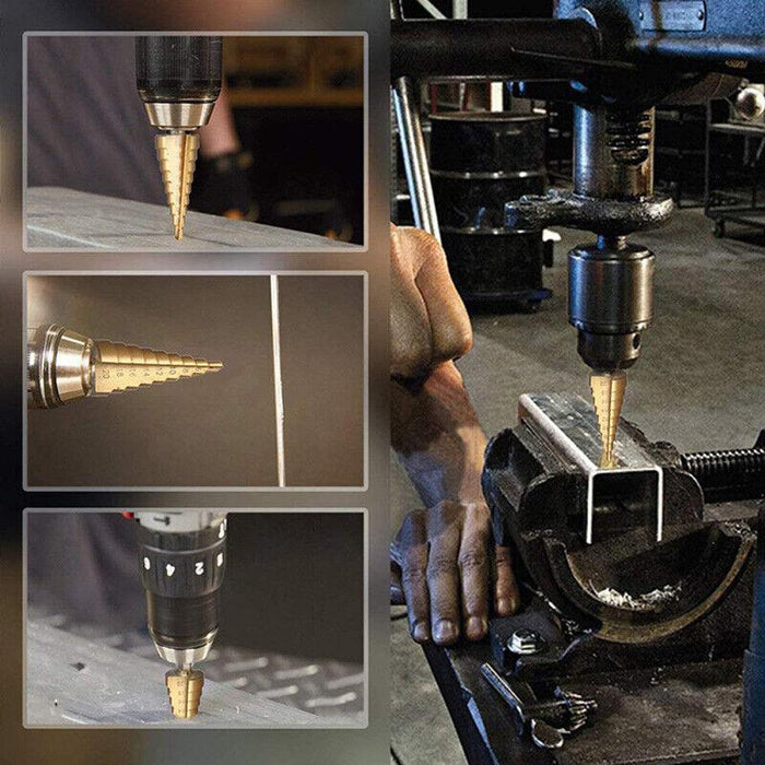 3Pcs Large HSS Steel Step Cone Drill Titanium Bit 4-12/20/32mm