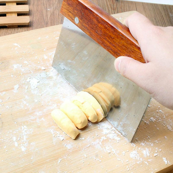 Stainless Steel Dough Bench Scraper Wooden Handle Cake Slicer Pastry Cutter