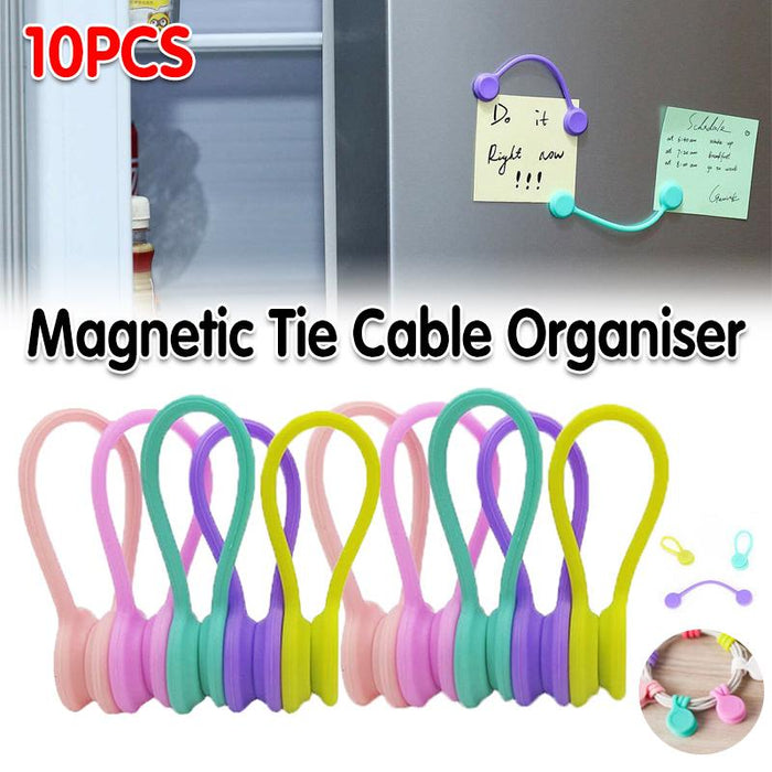 10Pcs Magnetic Tie Cable Organiser Headphone Earphone Cord Winder Holder Clip