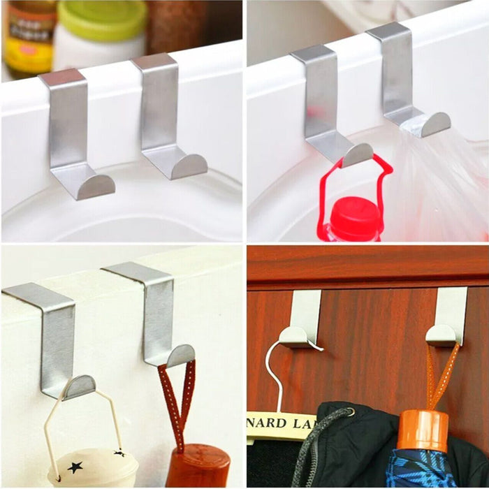 4/6Pcs Over Door Hooks Hanger Holder Stainless Steel Cabinet Clothes Hanger