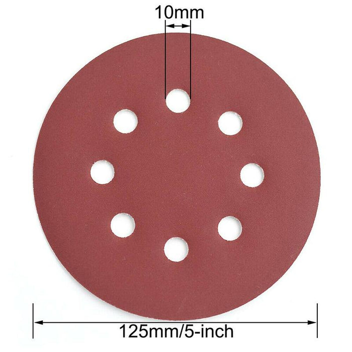100Pcs 125mm 5" Sanding Discs 240 Grit Orbital Sander Pads Sandpaper