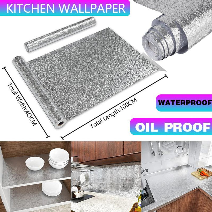 Waterproof Oil-proof Wall Sticker Self Adhesive Aluminum Kitchen Protective