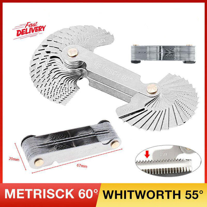 Metric 60 Degree Imperial 55 Degree One-piece Thread Gauge 50 Blades