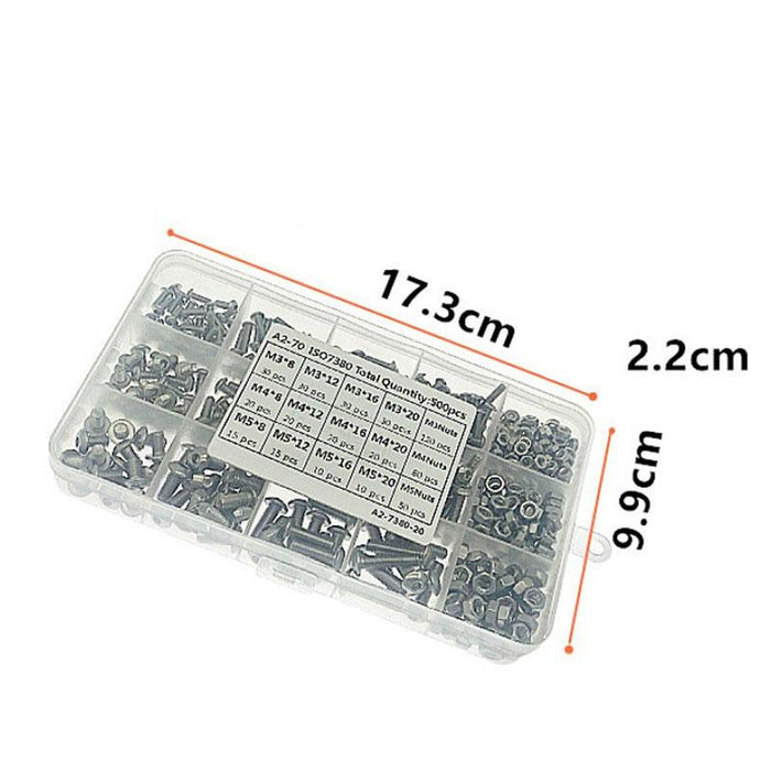 500x M3/M4/M5 Stainless Steel Hex Socket Button Head Bolts Screws Nuts Kit