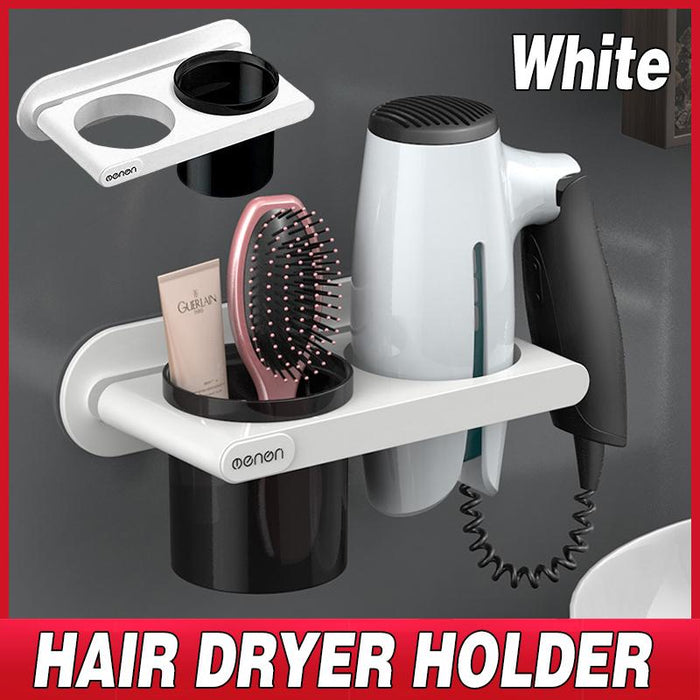 Bathroom Mounted Wall Suction Cup Hair Dryer Holder Hanger Shelf Rack Storage