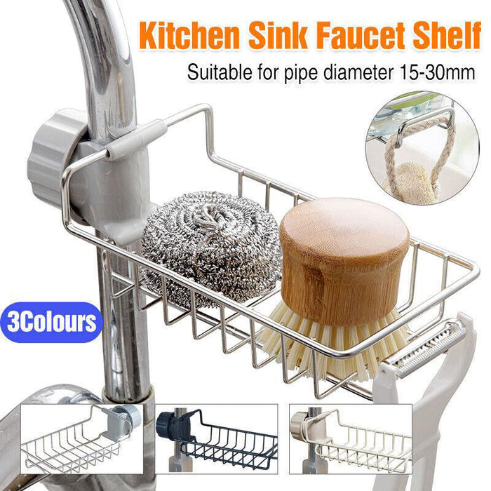 Kitchen Sink Faucet Shelf Sponge Dish Cloth Rack Holder Racks Storage Organizer