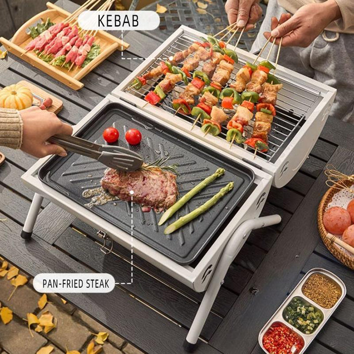 Charcoal BBQ Grill Portable Smoker Barbecue Outdoor Foldable Camping Fire Pit