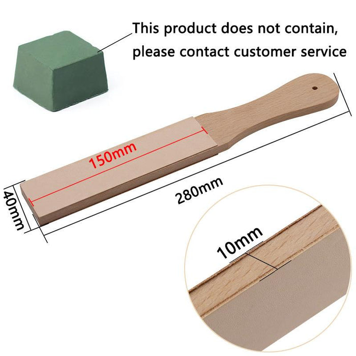 Dual Sided Leather Blade Strop Cutter Razor Sharpener Polishing Wooden Handle
