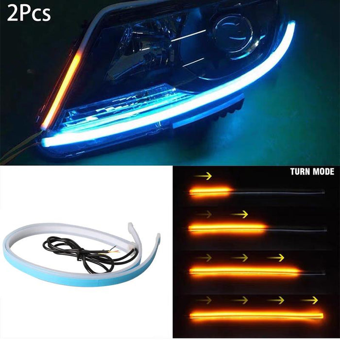 2x 45CM Car LED Strip DRL Turn Signal Switchback Indicator Daytime Running Light