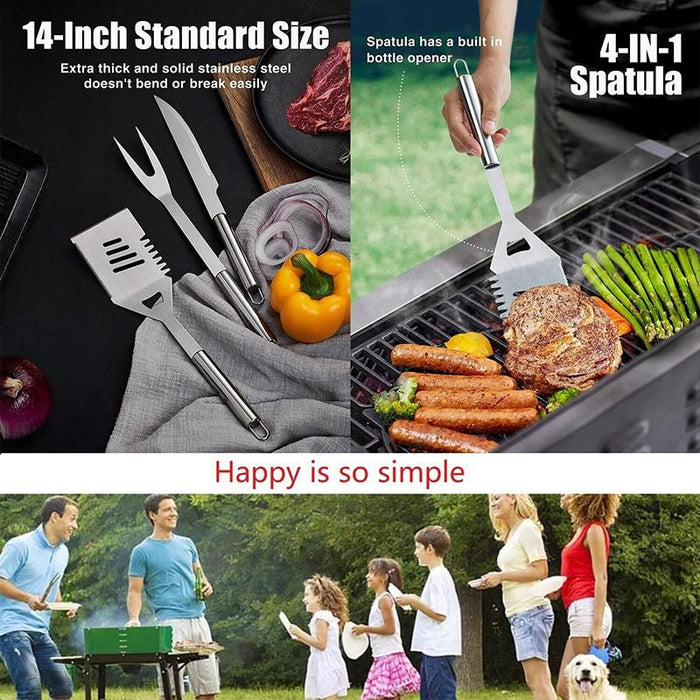 11Pcs BBQ Tool Set Stainless Steel Outdoor Spatula Barbecue Aluminium Grill Coo