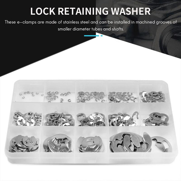 120pcs Stainless Steel E-Clip Assortment Tool Kit Retaining Circlips 1.5 To 10mm