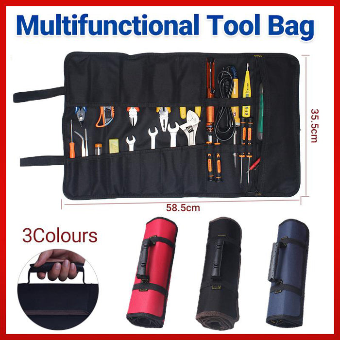 22 Pocket Tool Roll Fold Spanner Canvas Case Wrench Storage Bag Multifunctional