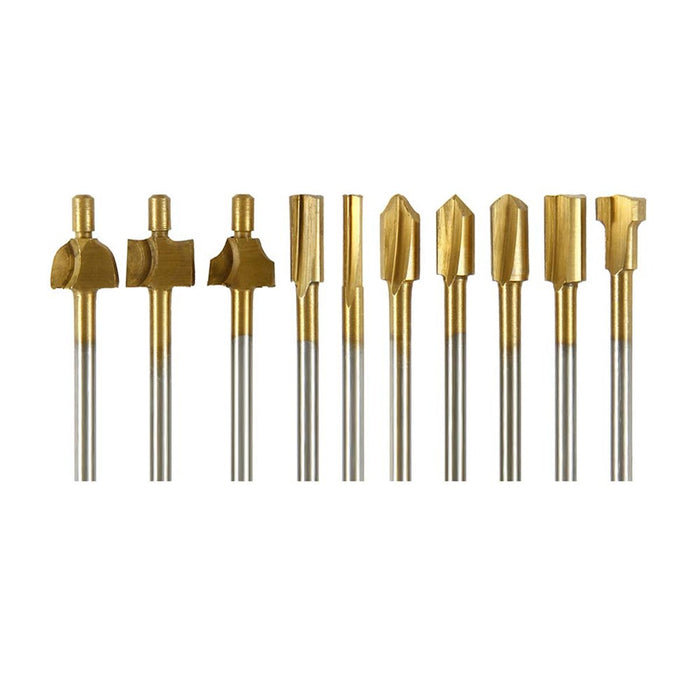 10Pcs 3mm Titanium HSS Router Bits Set for Rotary Trimmer Tools