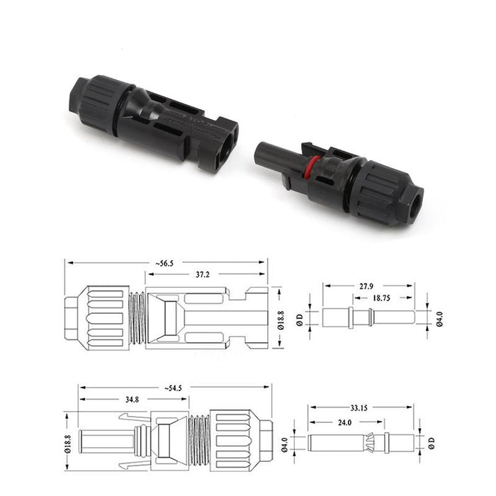 5PCS Connectors For IP67 MC4 Solar Panel 30A Line Plug Socket Male & Female