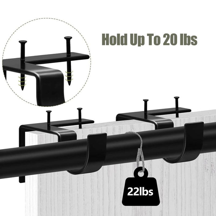 2X Bracket Hang Curtain Rod Holders Single hook Tap Right Into Window Frame Rod