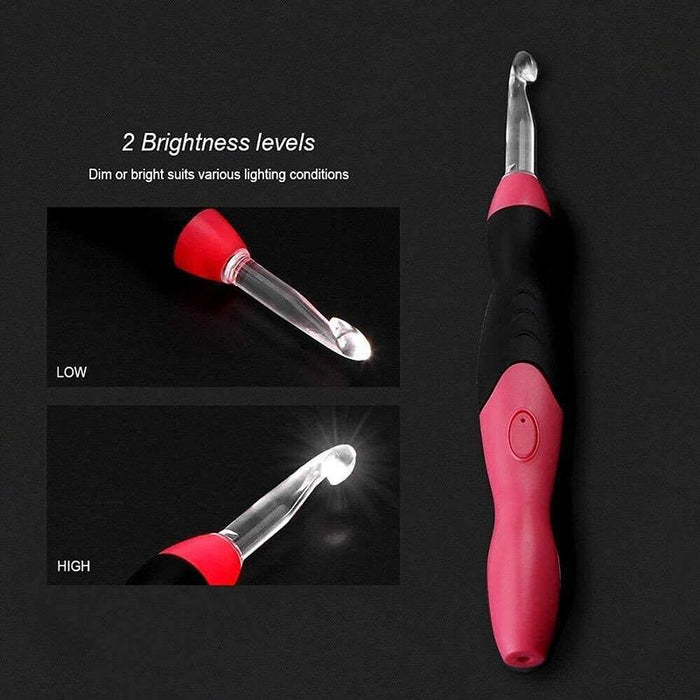 11in1 LED Lighted Crochet Hook Knitting Needles Set USB Rechargeable Weave Tool