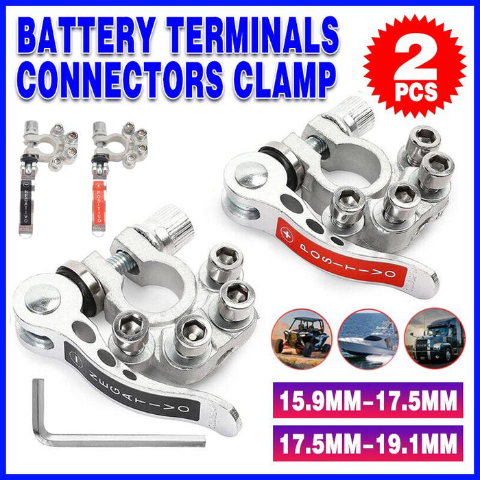 2x 12V 4Way Battery Terminals Connectors Clamp Car Van Caravan Positive Negative