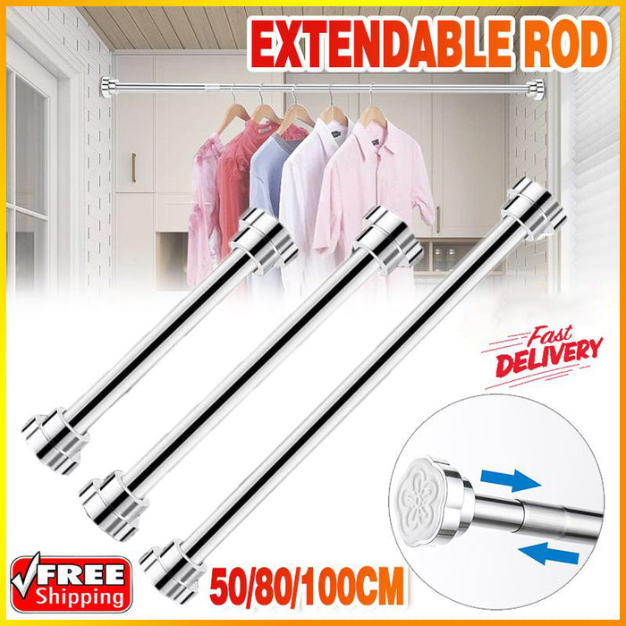 Adjustable Tension Rod Extendable Rack Shower Wind Curtain Closet Pole 50-160cm